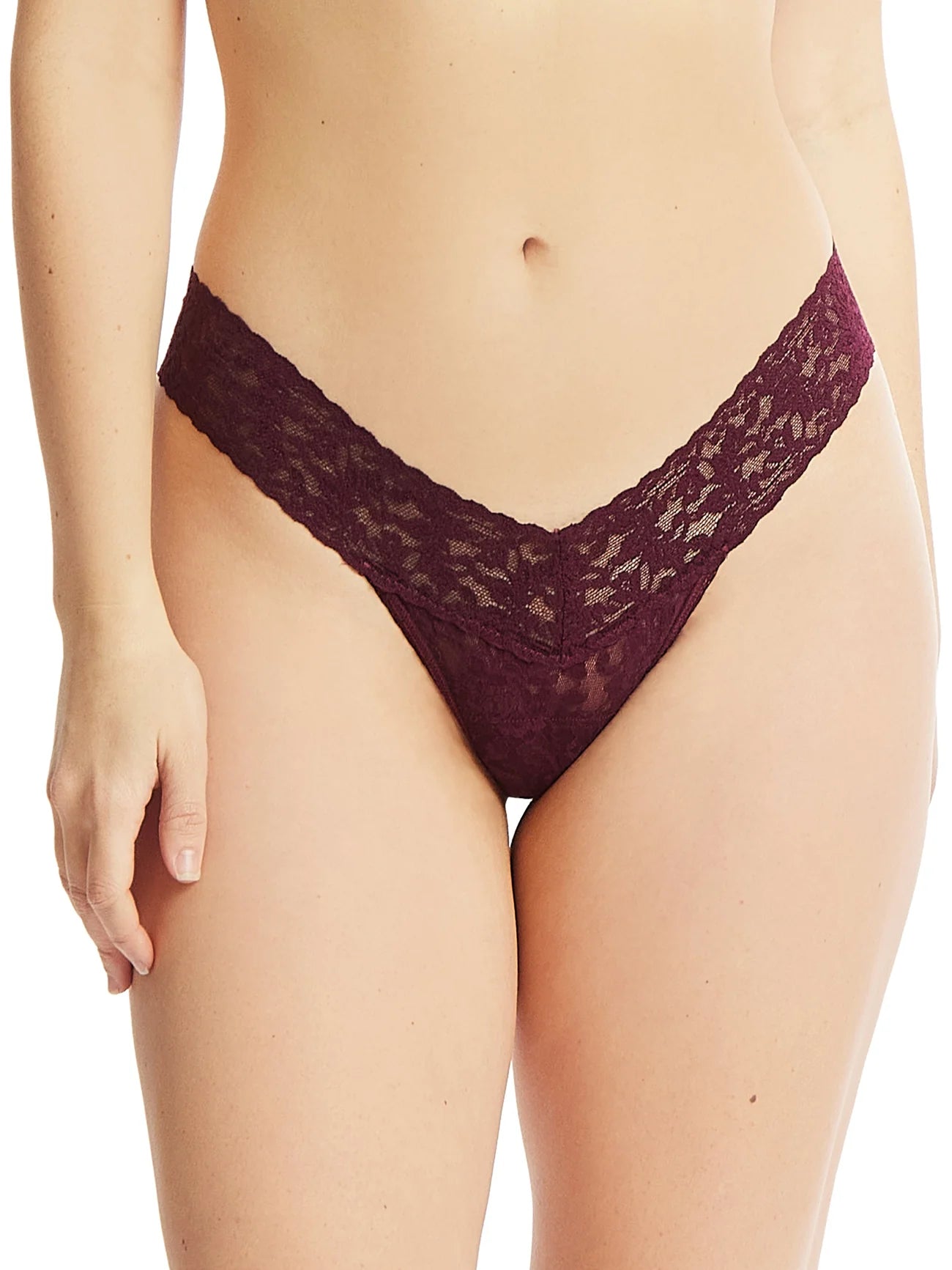 Signature Lace Low Rise Thong In Dried Cherry by Hanky Panky – My