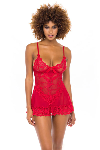 Valentine Lacey Babydoll - Red