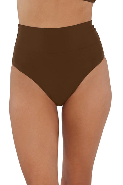 Hannah High Waist Bikini Bottom - Tiki Brown