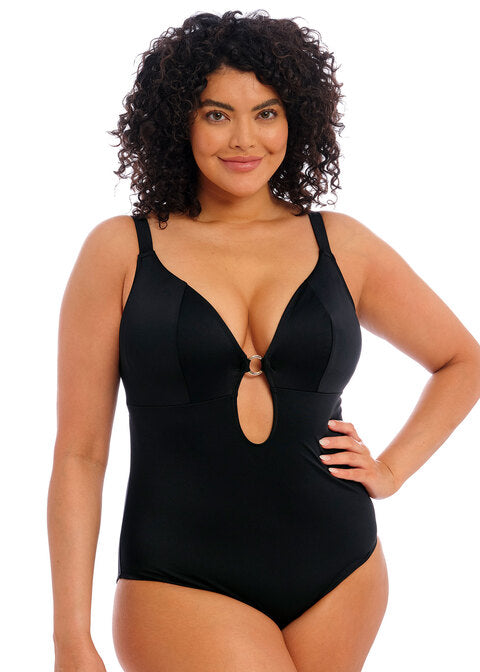 Plain Sailing Non Wired Plunge Swimsuit-Black