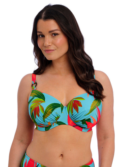 Pichola Gathered Full Cup Bikini Top in Aqua