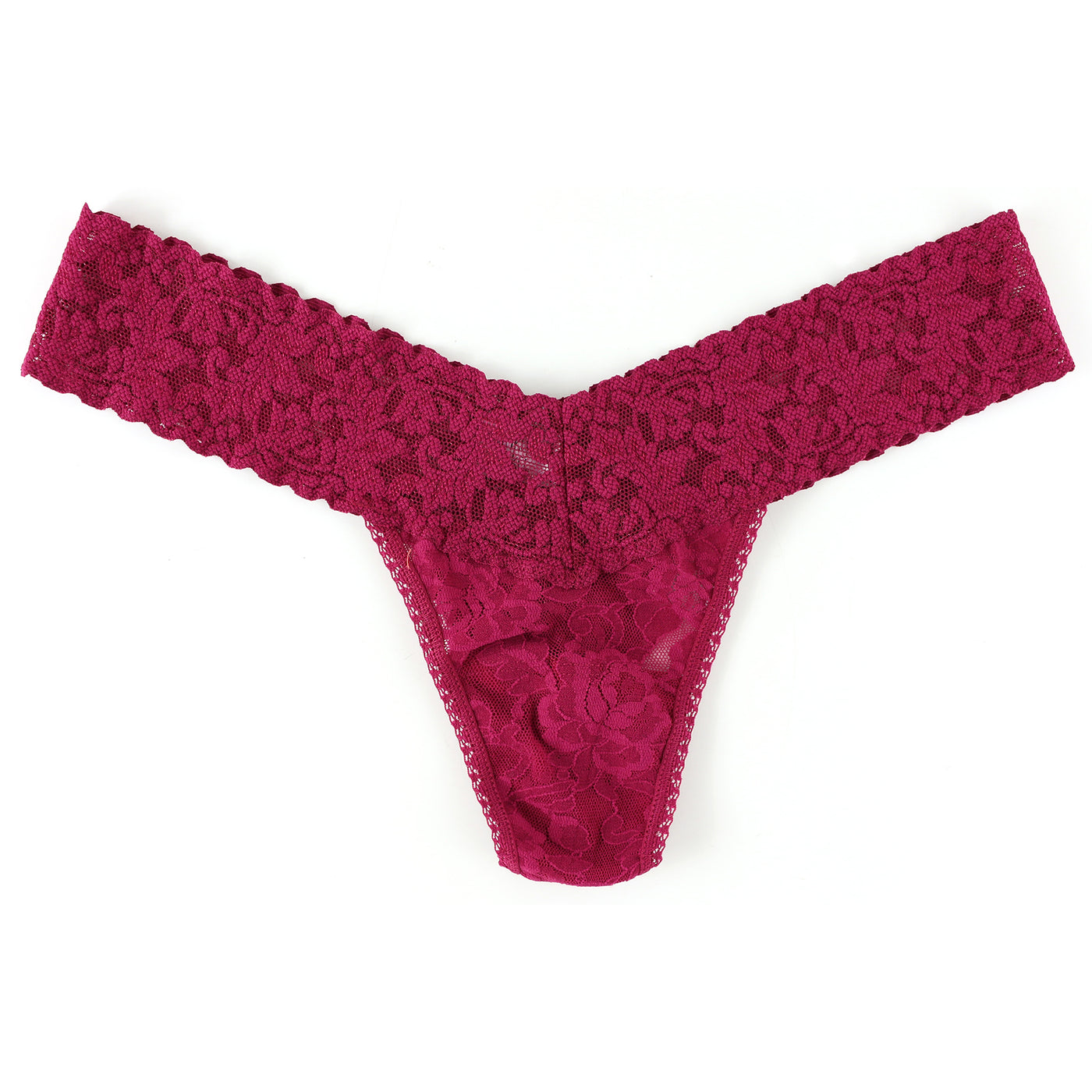 Signature Lace Low Rise Thong - Dark Pomegranate