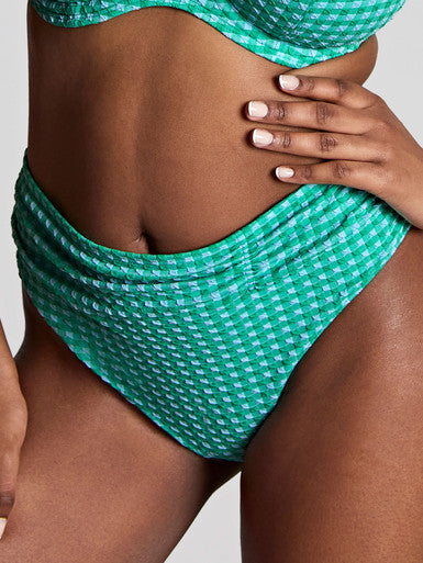 Gingham Midi Gathered Brief - Green