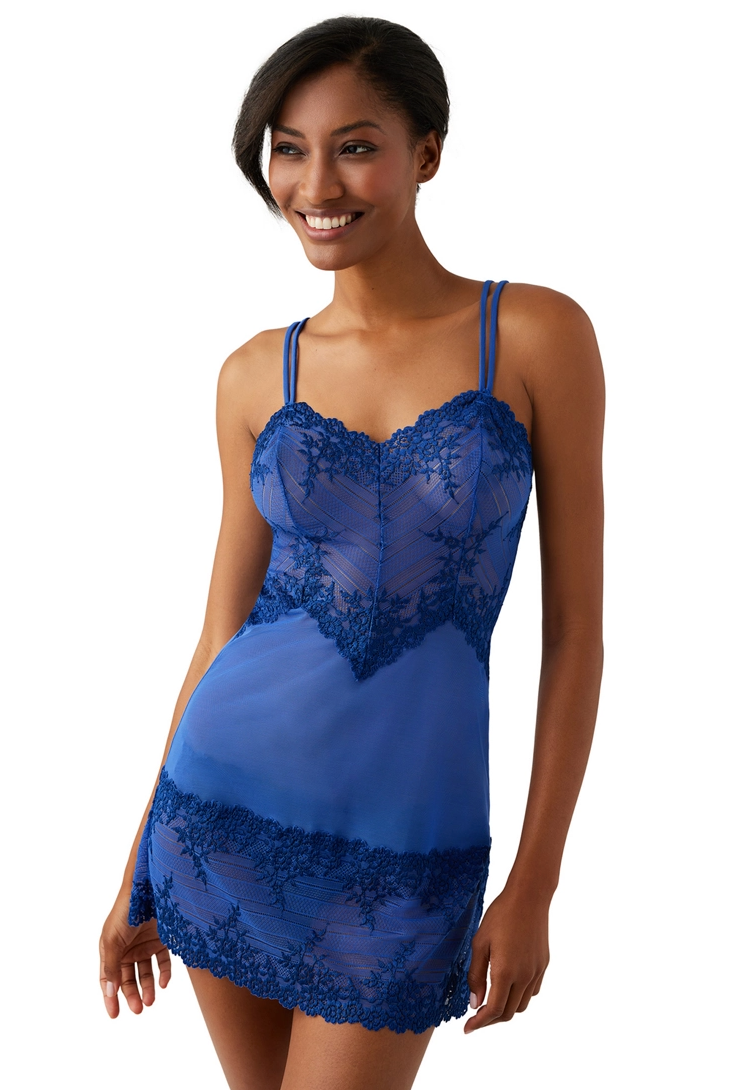 Embrace Lace Chemise - Beaucoup Blue / Bellwether Blue