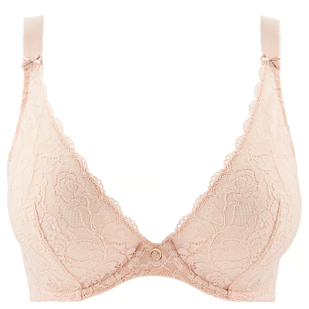 Rosessence Comfort Underwire Triangle Plunge Bra - Nude