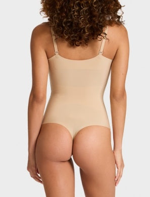 Zone Smoothing Control Thong Bodysuit - Beige