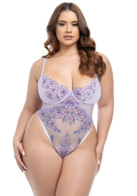 Curvy Lavender Lace Teddy