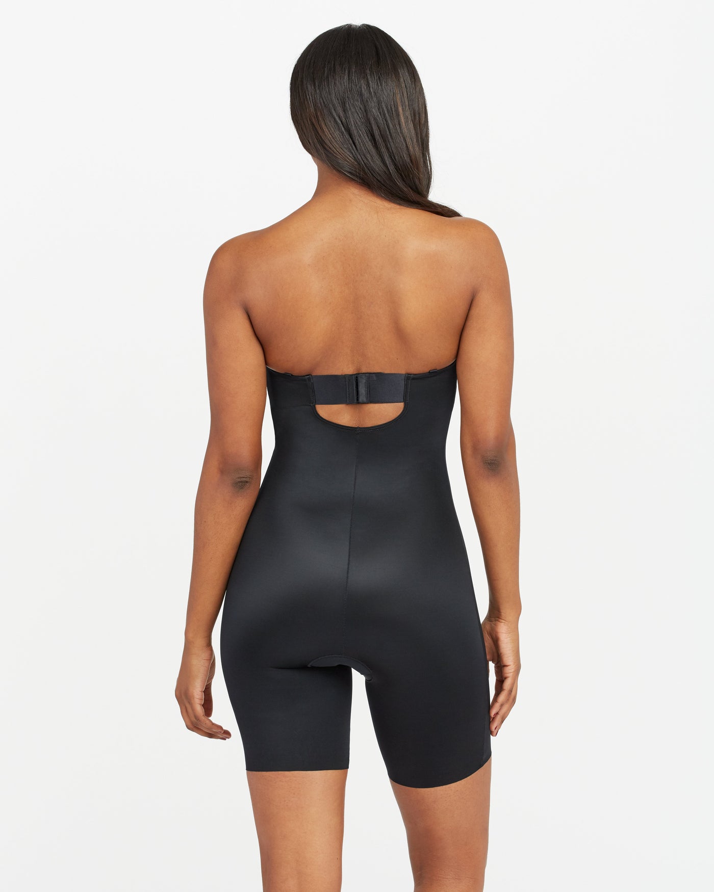Spanx Suit Your Fancy Strapless Cupped Mid-thigh Bodysuit in Black